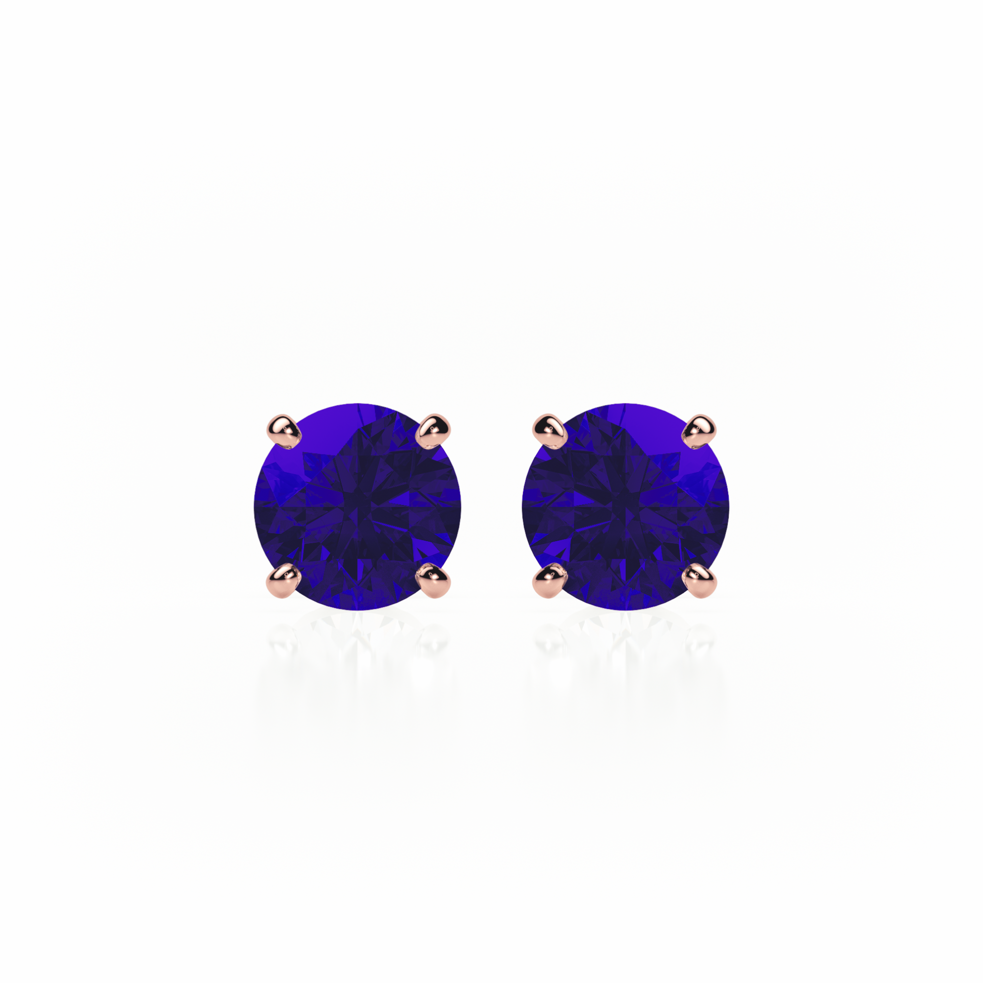 Sapphire Earrings 0.50 CTW Studs 4 CLAW  18K Rose Gold - SCREW
